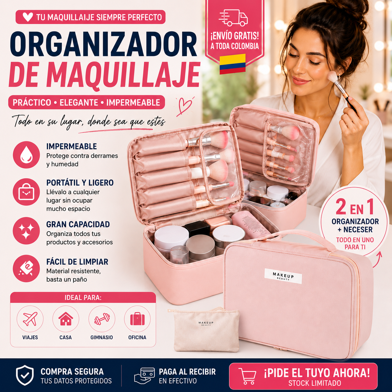 Cosmetiquera Premium 2 en 1 para Viaje