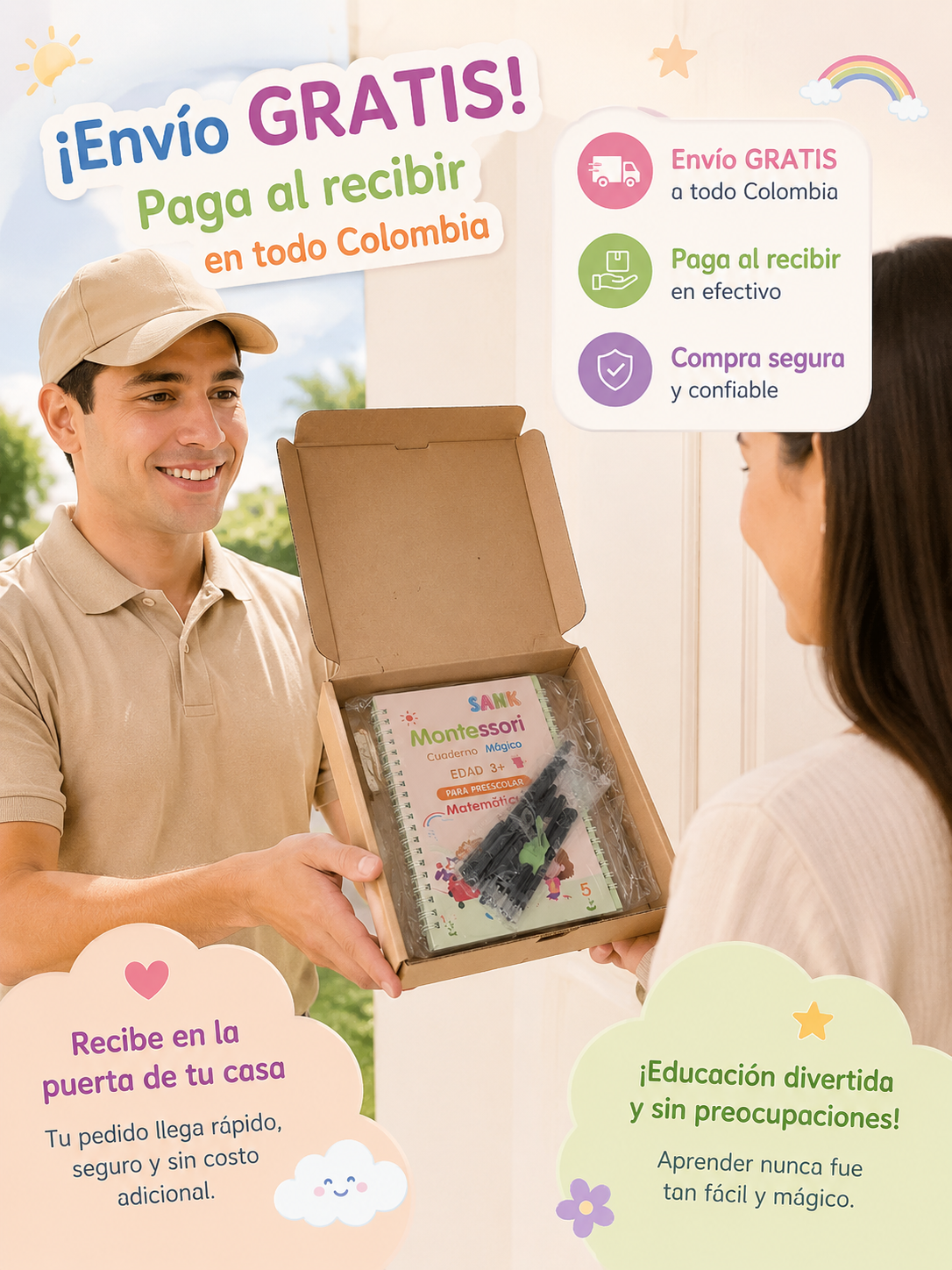 Kit Montessori de Caligrafía Infantil 4 en 1 + Marcadores Mágicos