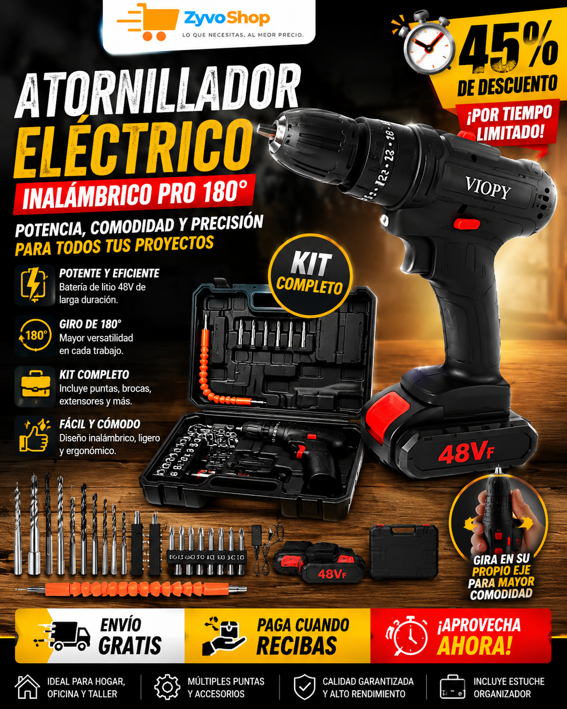 Atornillador Eléctrico Inalámbrico Pro 180°