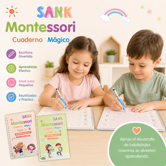 Kit Montessori de Caligrafía Infantil 4 en 1 + Marcadores Mágicos