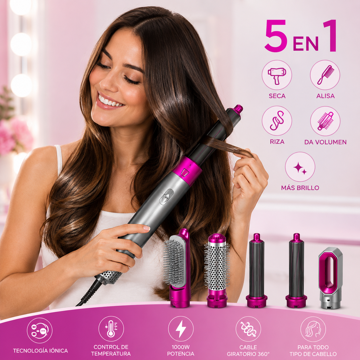 Cepillo Eléctrico 5 en 1 Hot Air Styler Profesional