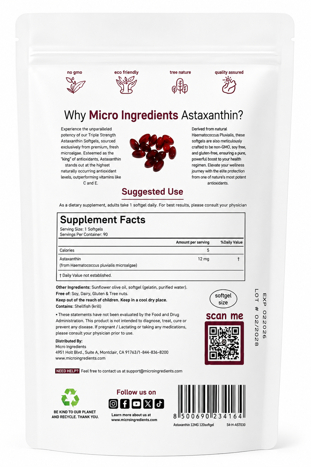 Astaxantina 12 mg – 90 Cápsulas
